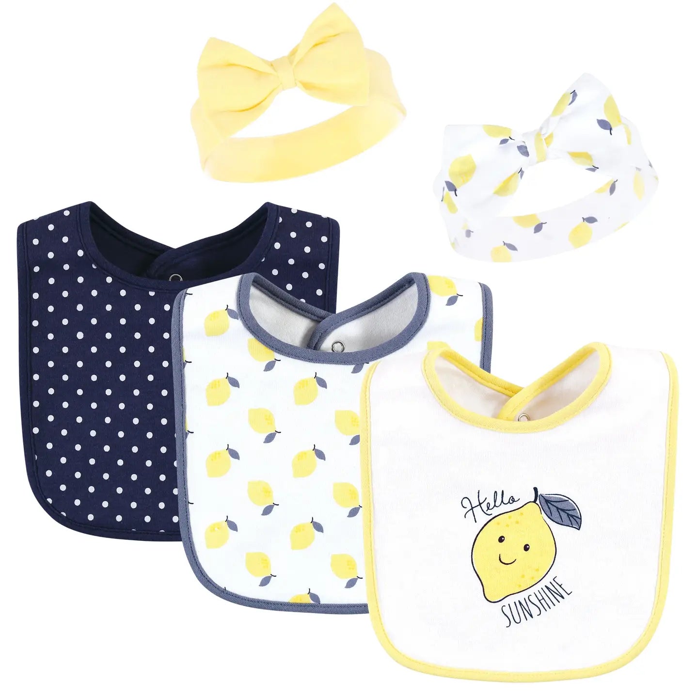 Assorted Cotton Bibs and Headband Collection - Hello Sunshine