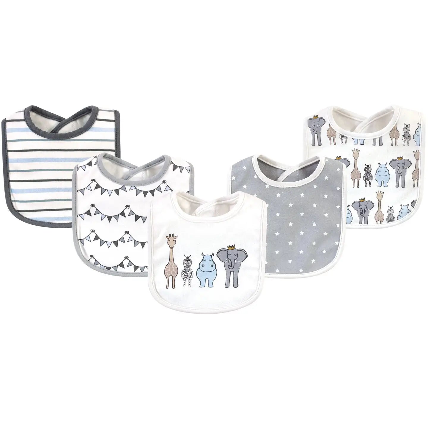 Assorted Cotton Bibs - Grey Set
