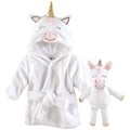 Baby White Plush Bathrobe and Toy