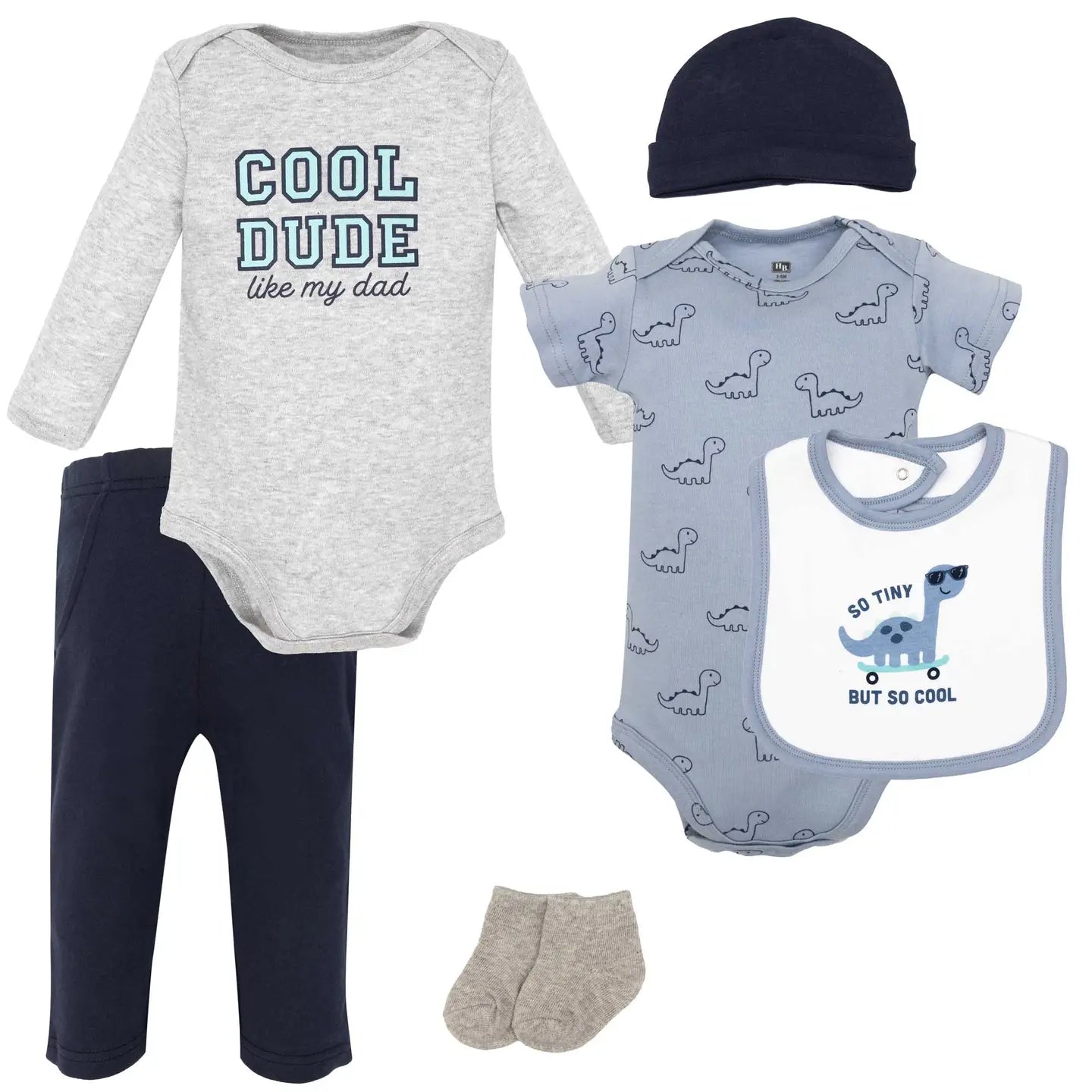 Print Onesies, Cotton Pants, Bib, Beanie and Socks