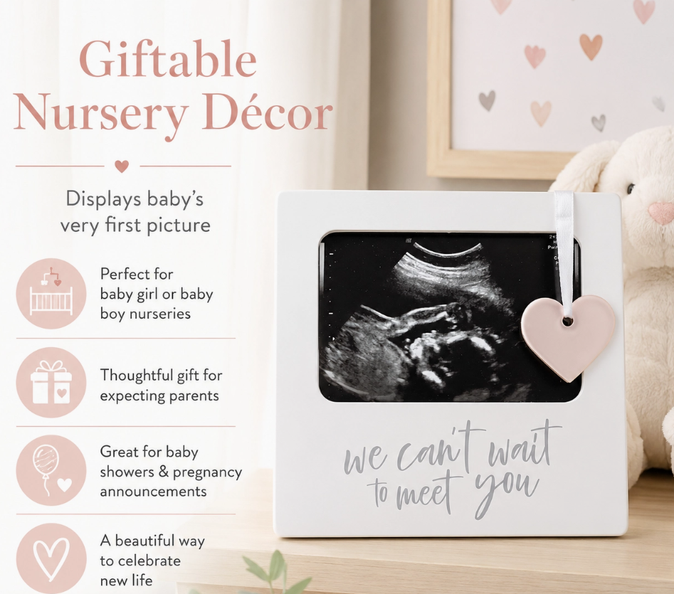 We Can't Wait to Meet You - White Sonogram Frame